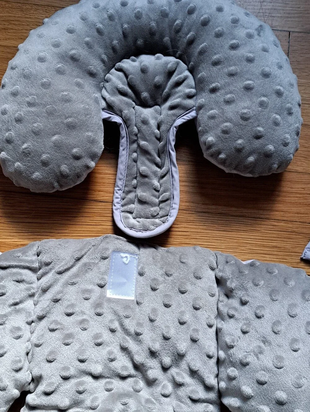 Perfection Gray Minky Baby Support Insert with Strap Covers